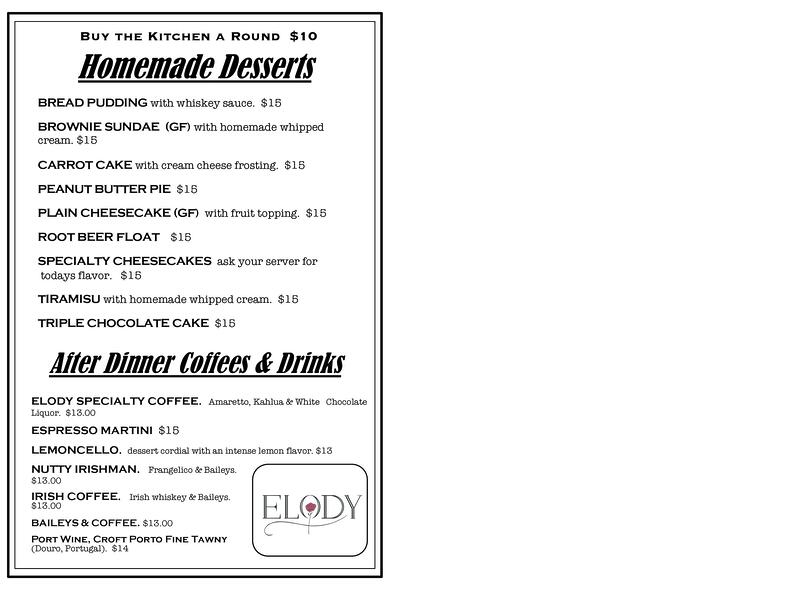 13 North Dessert Menu